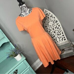 Alex Marie Short Sleeve A-Line Dress Size Large Coral Orange Wedding Guest